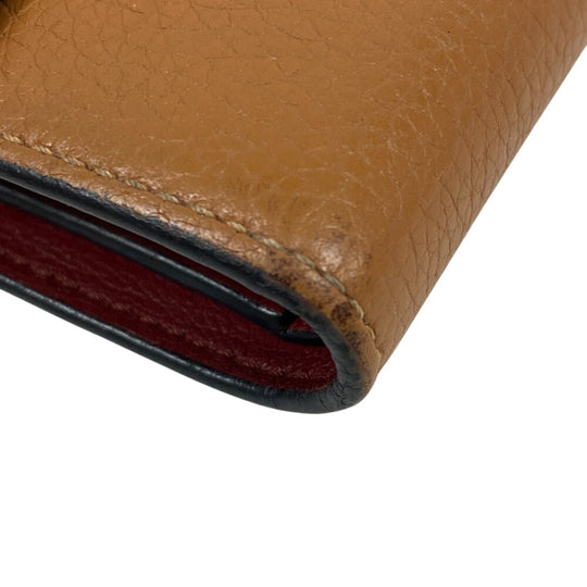 LOEWE Tri-fold wallet leather Brown Bar Tikal Wallet anagram Small Women Used Authentic