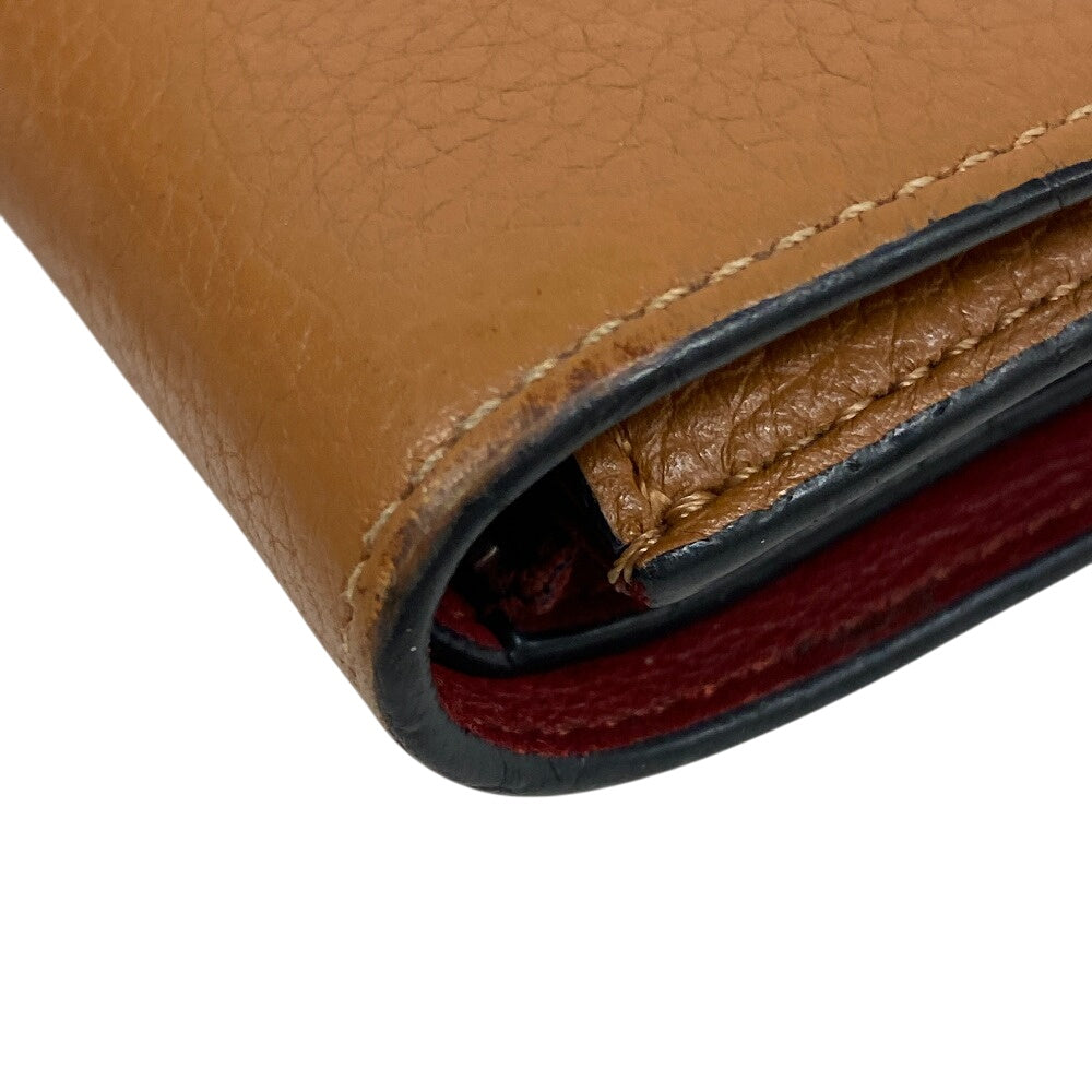 LOEWE Tri-fold wallet leather Brown Bar Tikal Wallet anagram Small Women Used Authentic