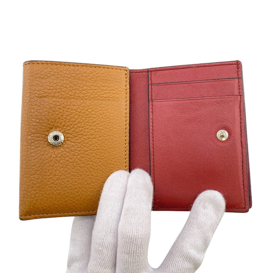 LOEWE Tri-fold wallet leather Brown Vertical wallet anagram Small Women Used Authentic