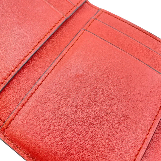 LOEWE Tri-fold wallet leather Brown Vertical wallet anagram Small Women Used Authentic