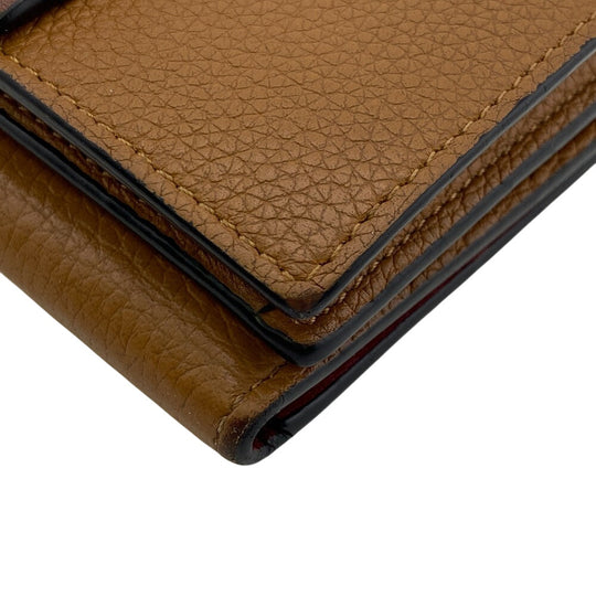 LOEWE Tri-fold wallet leather Brown Vertical wallet anagram Small Women Used Authentic