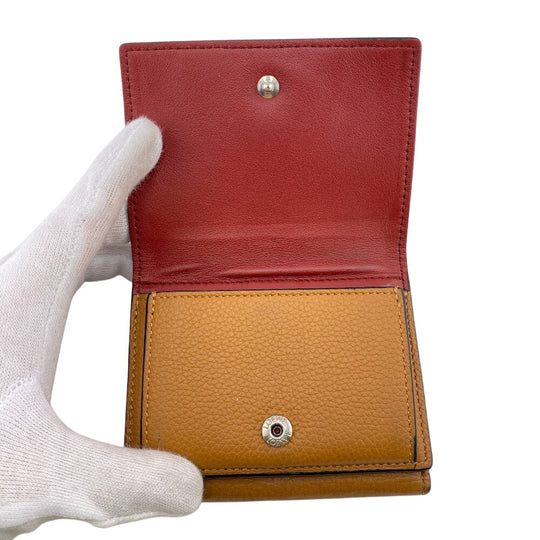 LOEWE Tri-fold wallet leather Brown Vertical wallet anagram Small Women Used Authentic