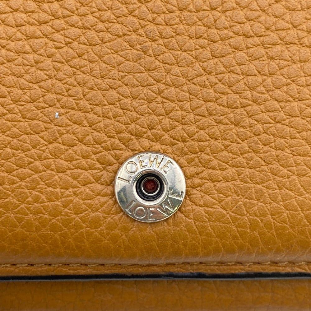 LOEWE Tri-fold wallet leather Brown Vertical wallet anagram Small Women Used Authentic