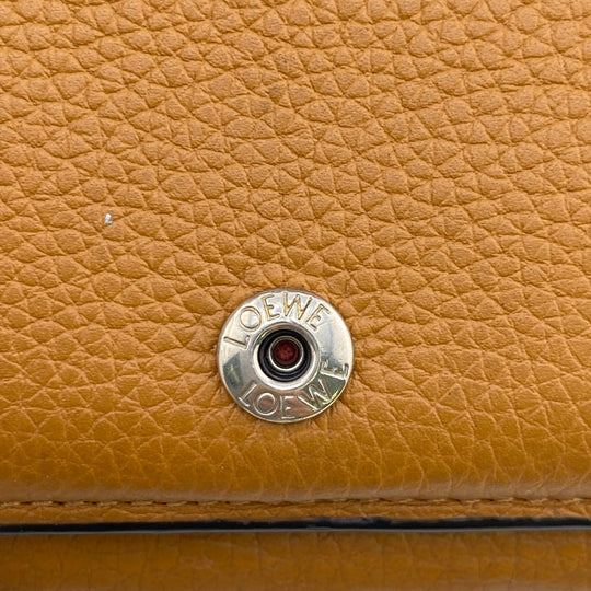 LOEWE Tri-fold wallet leather Brown Vertical wallet anagram Small Women Used Authentic