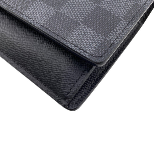 LOUIS VUITTON Long Wallet Purse N60436 leather black Portefeuille Damier Graffiti 3D Brother NM mens Used Authentic