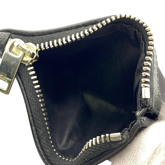 SAINT LAURENT PARIS Bifold Wallet 575789 leather black Coin case mens Used Authentic