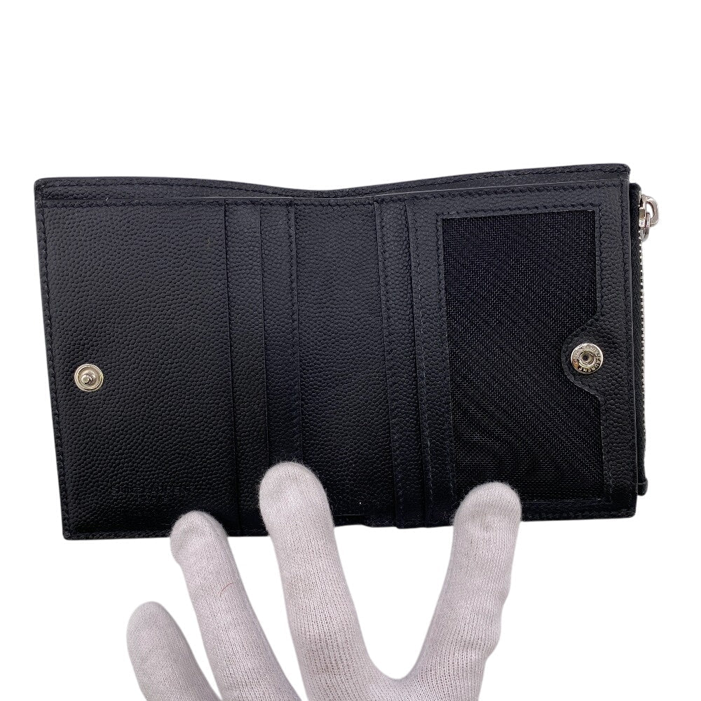 SAINT LAURENT PARIS Bifold Wallet 575789 leather black Coin case mens Used Authentic