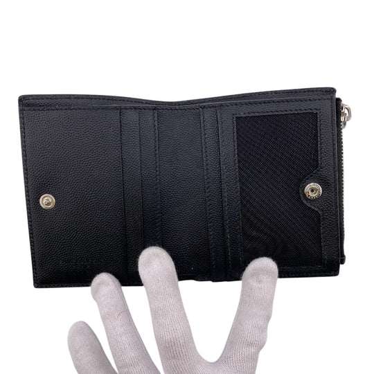SAINT LAURENT PARIS Bifold Wallet 575789 leather black Coin case mens Used Authentic