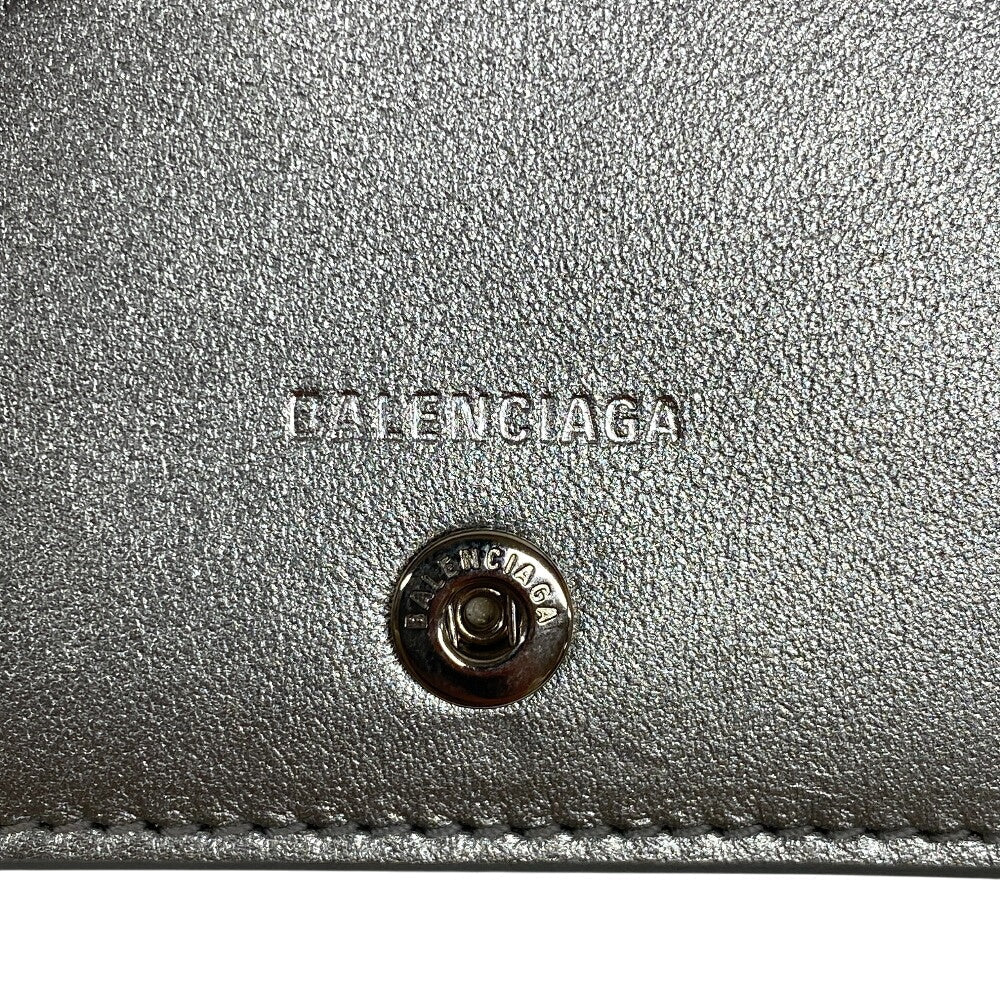 BALENCIAGA Card Case 499201 leather Silver paper Women(Unisex) Used Authentic