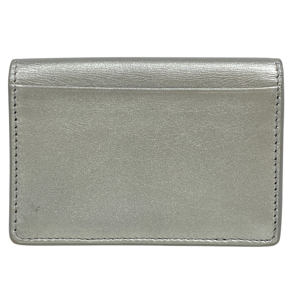 BALENCIAGA Card Case 499201 leather Silver name card holder paper Women(Unisex) Used Authentic