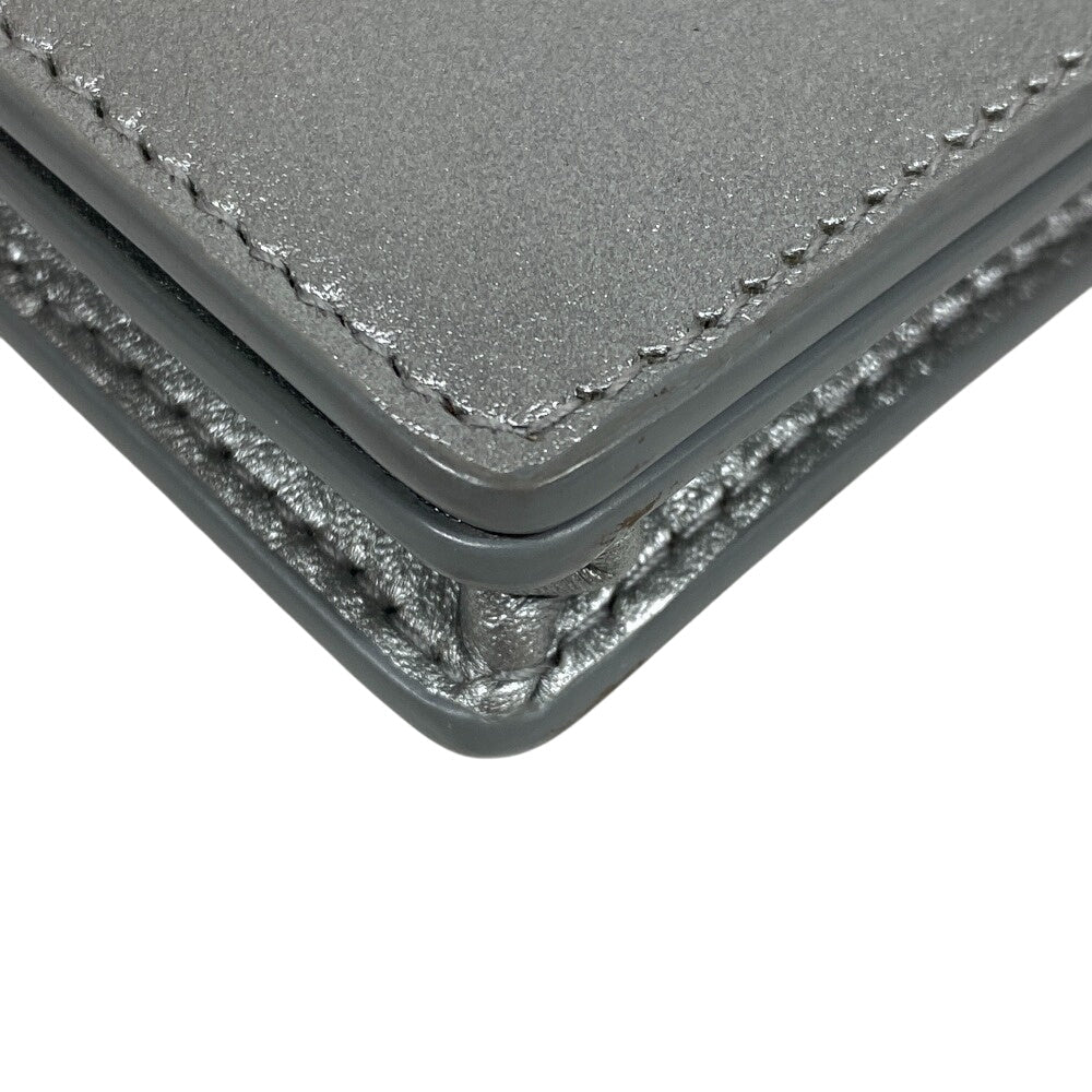 BALENCIAGA Card Case 499201 leather Silver paper Women(Unisex) Used Authentic