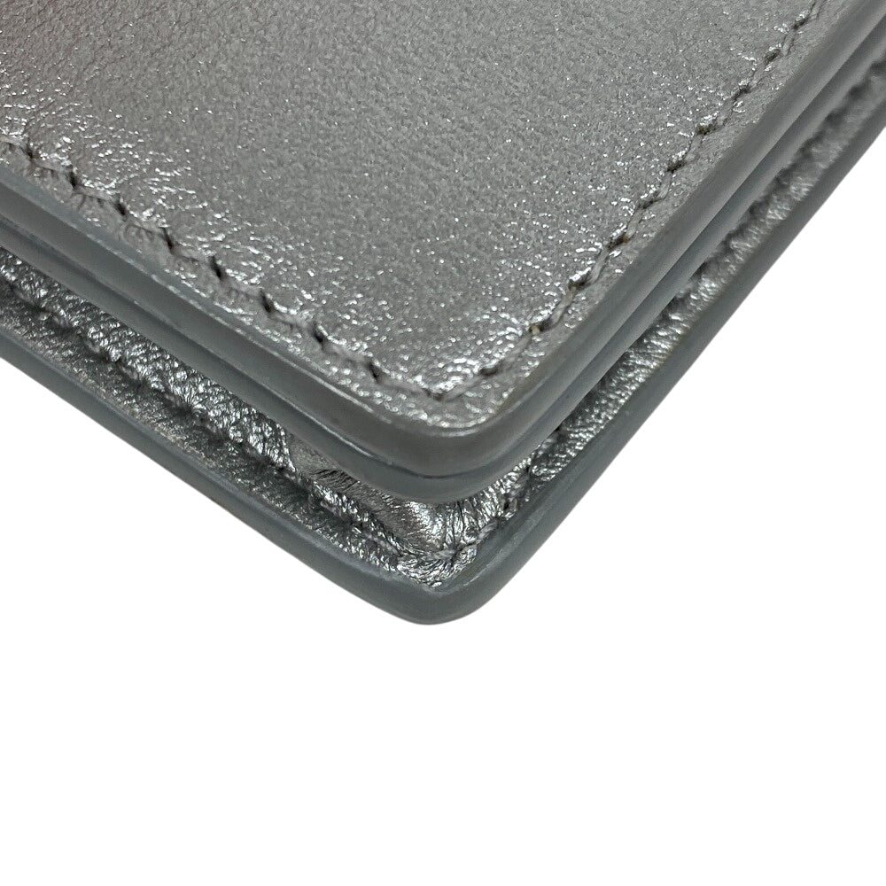 BALENCIAGA Card Case 499201 leather Silver paper Women(Unisex) Used Authentic