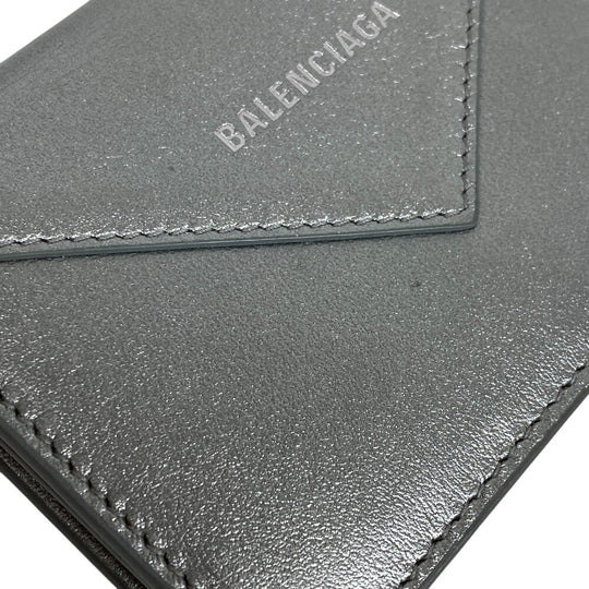 BALENCIAGA Card Case 499201 leather Silver paper Women(Unisex) Used Authentic