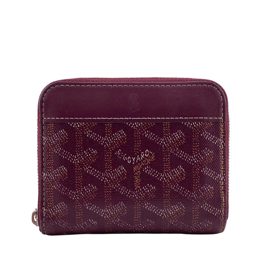 GOYARD Coin case leather wine-red Zip Around Matignon PM mens Used Authentic