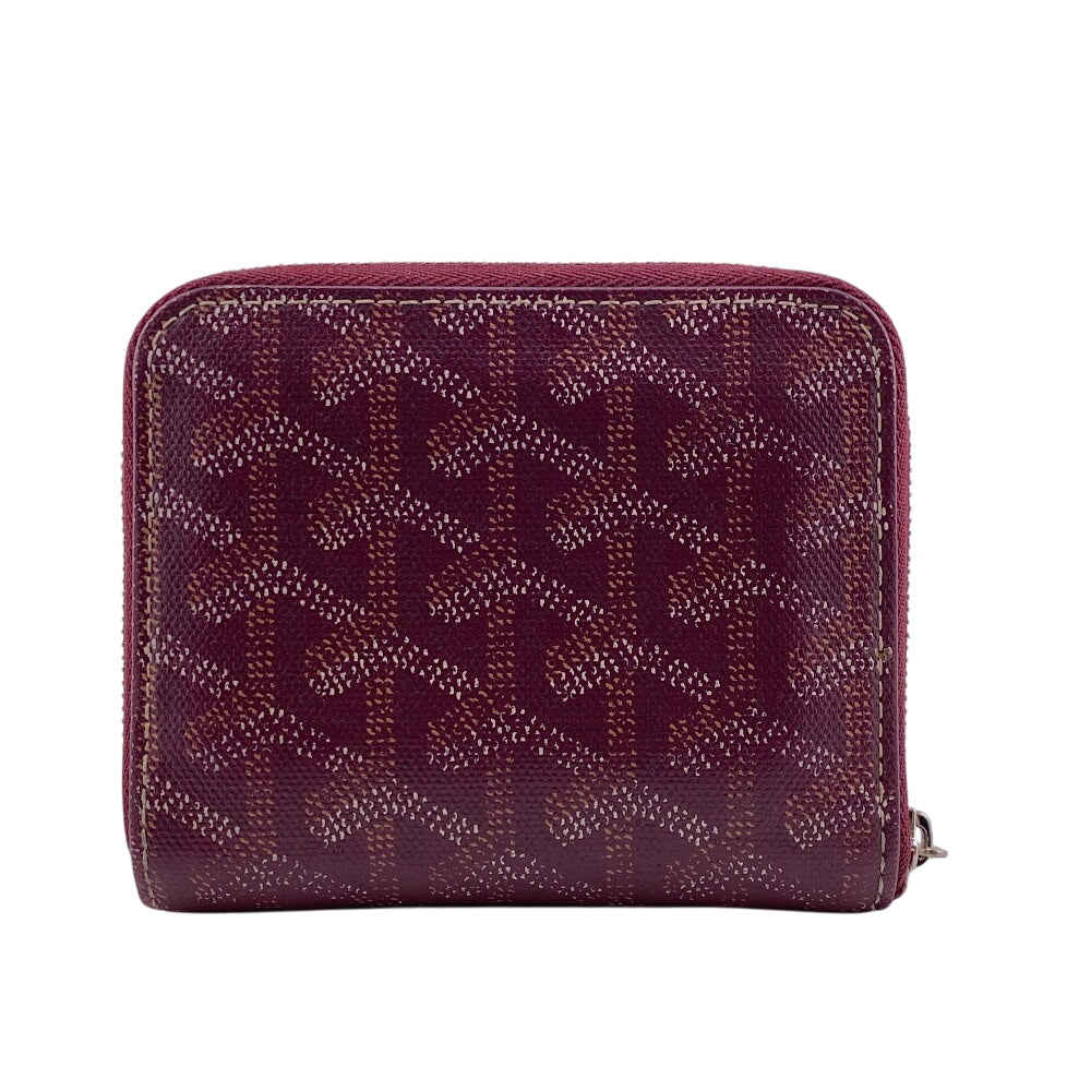 GOYARD Coin case leather wine-red Zip Around Matignon PM mens Used Authentic