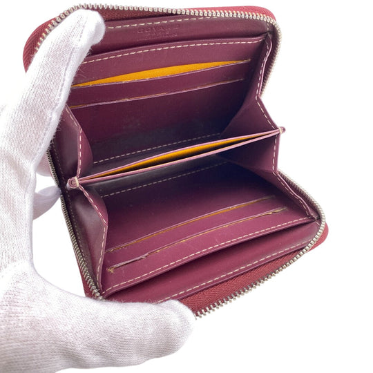 GOYARD Coin case leather wine-red Zip Around Matignon PM mens Used Authentic