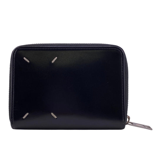 Maison Margiela Bifold Wallet leather black Zip Around 4stitch mens Used Authentic