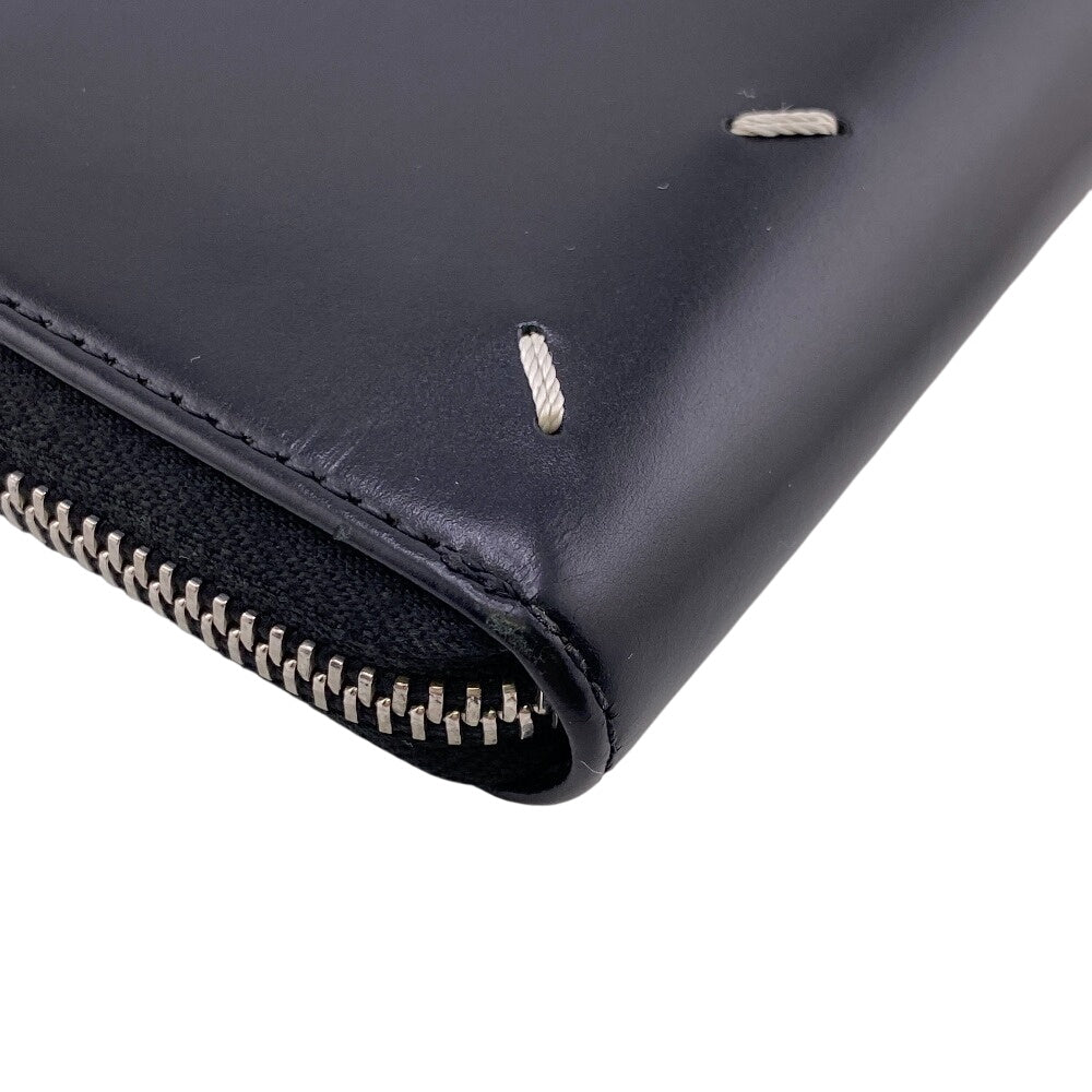 Maison Margiela Bifold Wallet leather black Zip Around 4stitch mens Used Authentic
