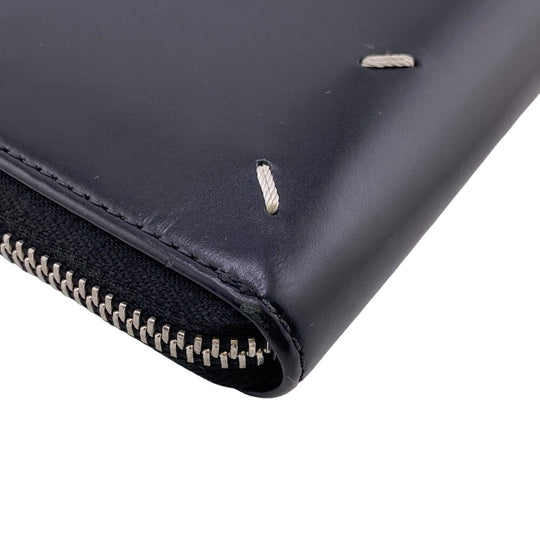 Maison Margiela Bifold Wallet leather black Zip Around 4stitch mens Used Authentic