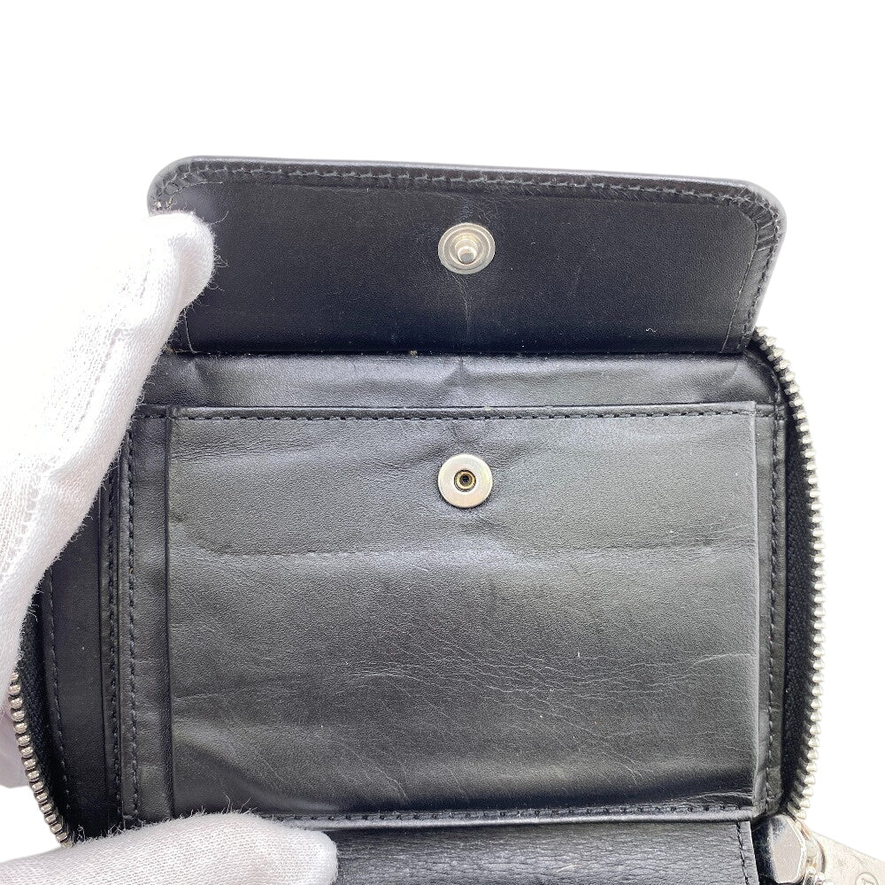 Maison Margiela Bifold Wallet leather black Zip Around 4stitch mens Used Authentic