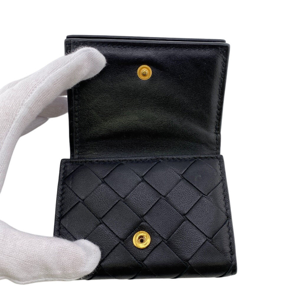 BOTTEGAVENETA Tri-fold wallet leather black MAXI INTRECCIATO