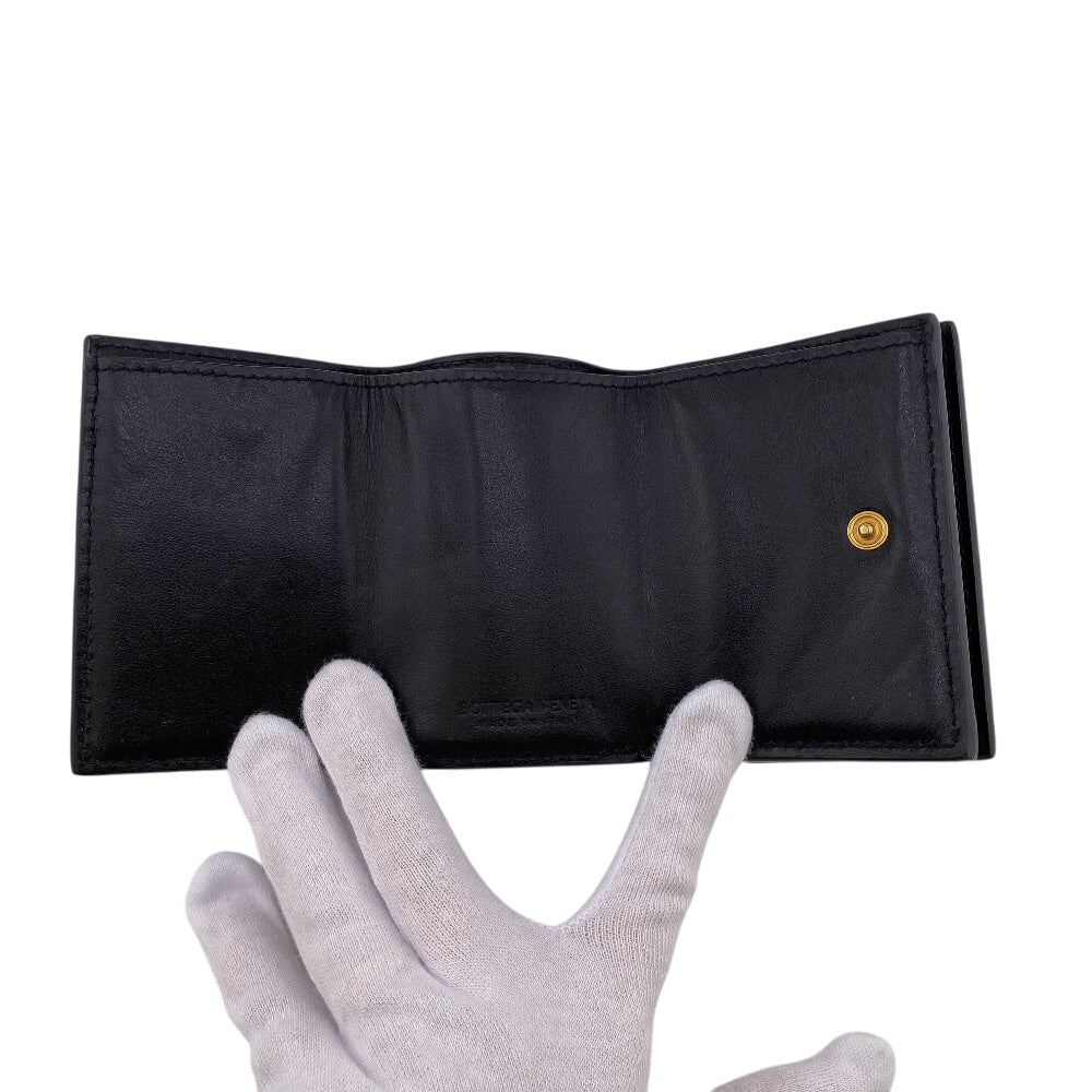 BOTTEGAVENETA Tri-fold wallet leather black MAXI INTRECCIATO