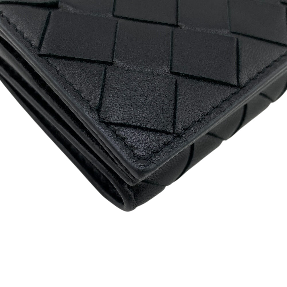 BOTTEGAVENETA Tri-fold wallet leather black MAXI INTRECCIATO