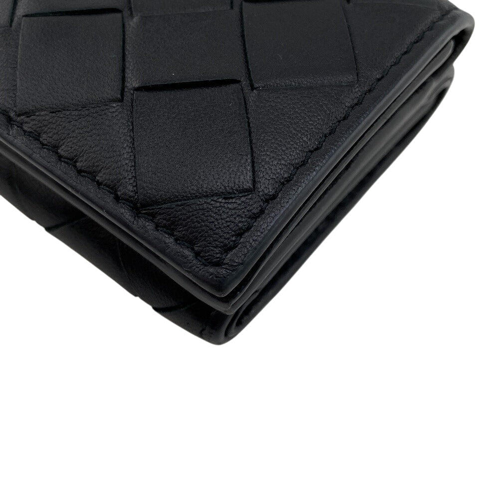 BOTTEGAVENETA Tri-fold wallet leather black MAXI INTRECCIATO