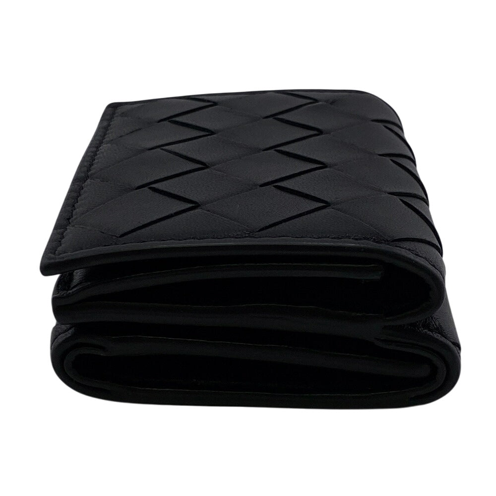 BOTTEGAVENETA Tri-fold wallet leather black MAXI INTRECCIATO
