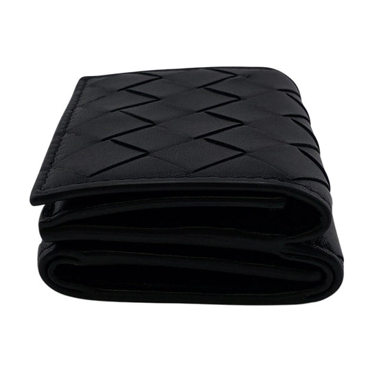 BOTTEGAVENETA Tri-fold wallet leather black MAXI INTRECCIATO