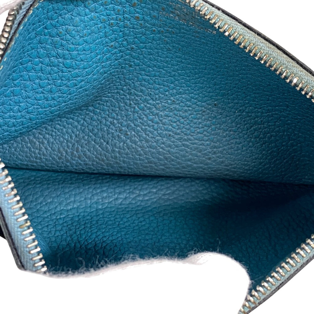 HERMES Long Wallet Purse leather Blue gene Dogon GM Women(Unisex) Used Authentic
