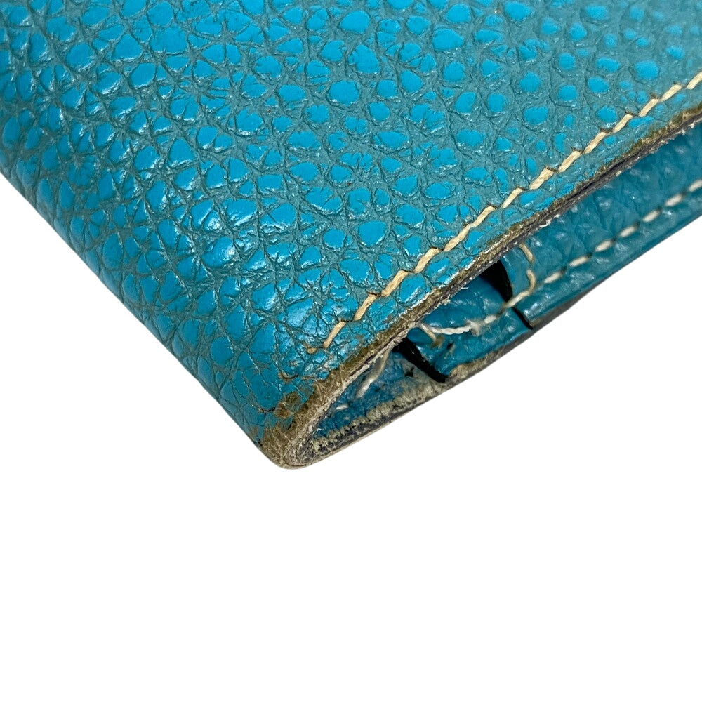 HERMES Long Wallet Purse leather Blue gene Dogon GM Women(Unisex) Used Authentic