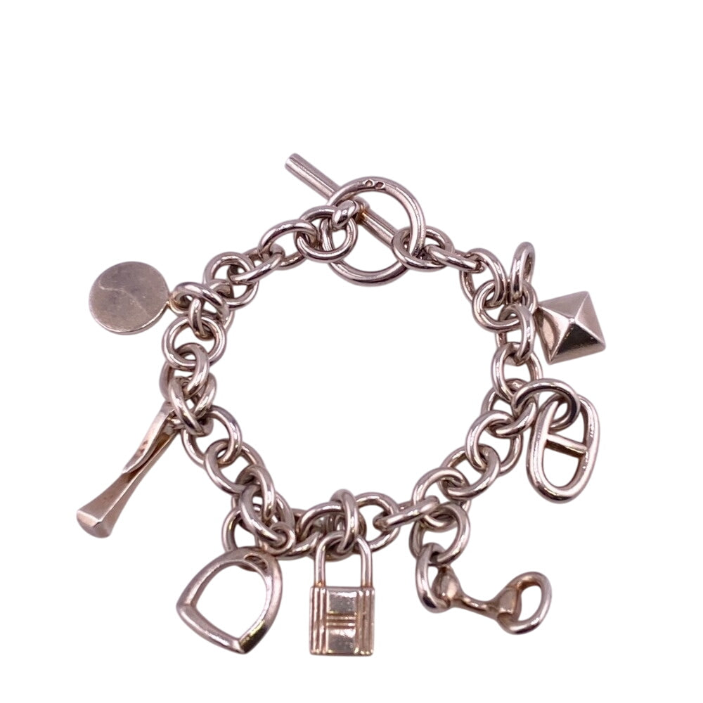 HERMES bracelet Silver925 Silver Serie Cadena Medor Chene Dunkle Horsebit Etrier Crudo Amulet 7