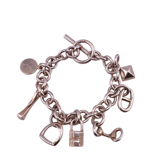 HERMES bracelet Silver925 Silver Serie Cadena Medor Chene Dunkle Horsebit Etrier Crudo Amulet 7