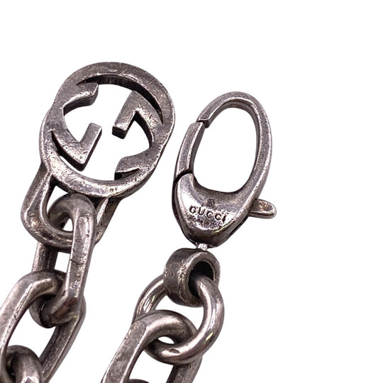 GUCCI Necklace Silver925 Silver Interlocking G(Unisex) Used Authentic