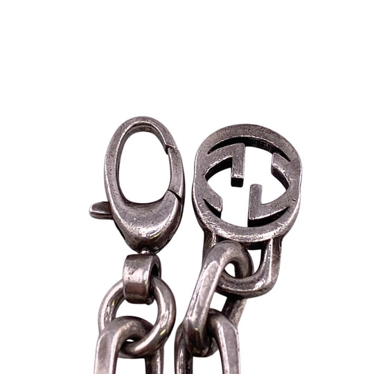 GUCCI Necklace Silver925 Silver Interlocking G(Unisex) Used Authentic