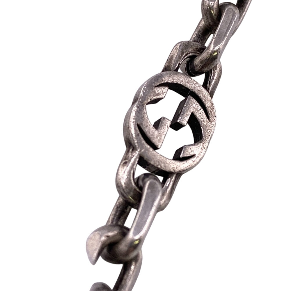 GUCCI Necklace Silver925 Silver Interlocking G(Unisex) Used Authentic