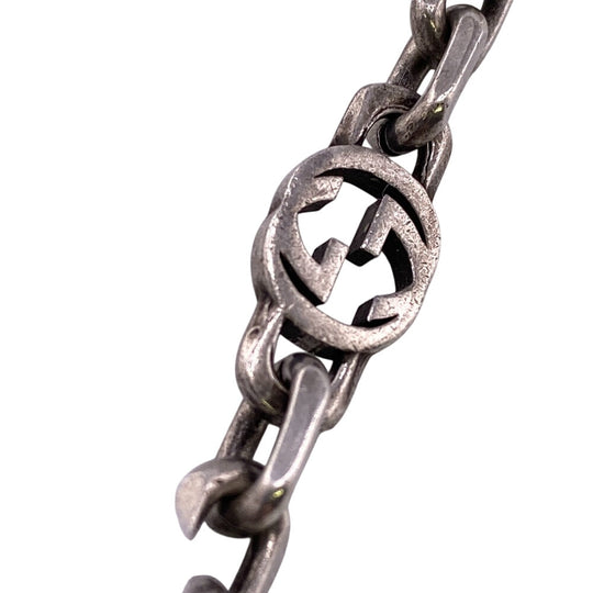GUCCI Necklace Silver925 Silver Interlocking G(Unisex) Used Authentic