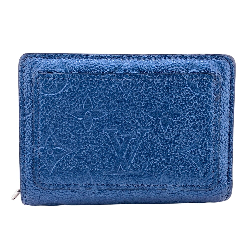 LOUIS VUITTON Bifold Wallet M82793 leather Navy Portefeuille Monogram Ann Platt Claire Women(Unisex) Used Authentic