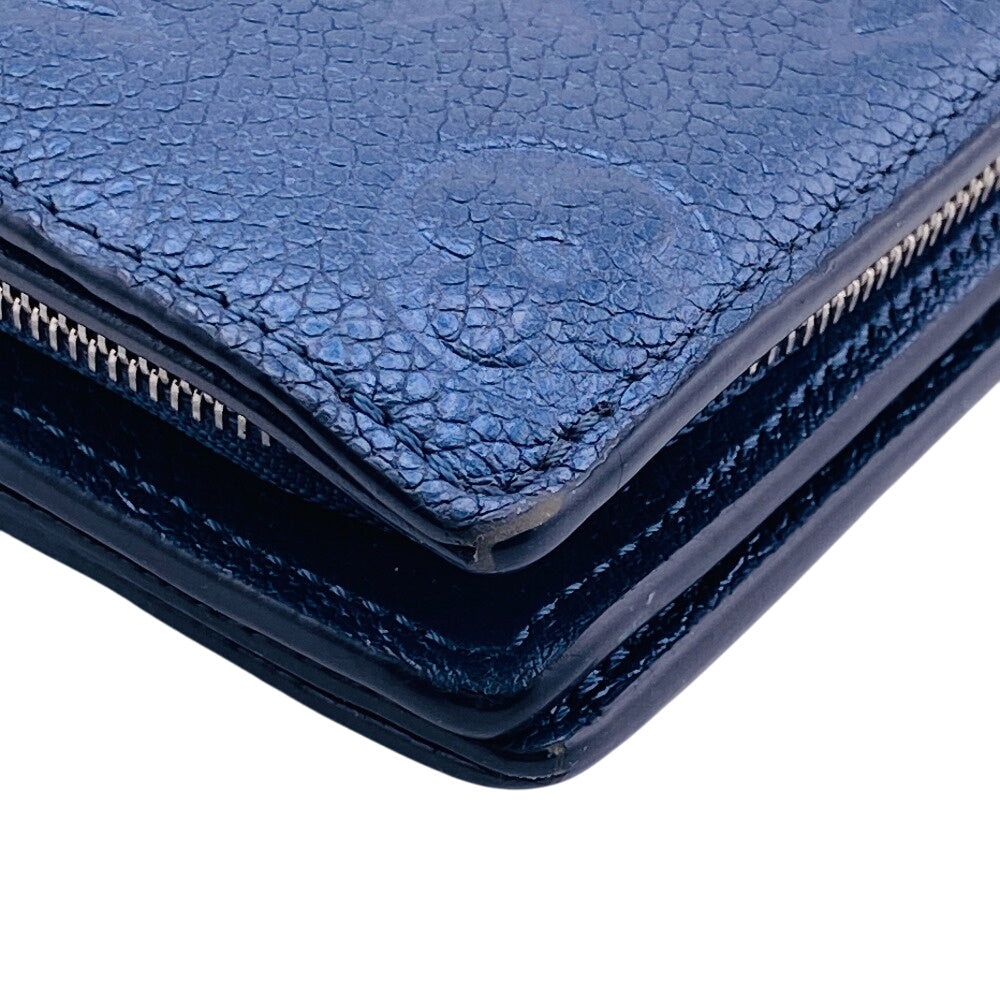 LOUIS VUITTON Bifold Wallet M82793 leather Navy Portefeuille Monogram Ann Platt Claire Women(Unisex) Used Authentic