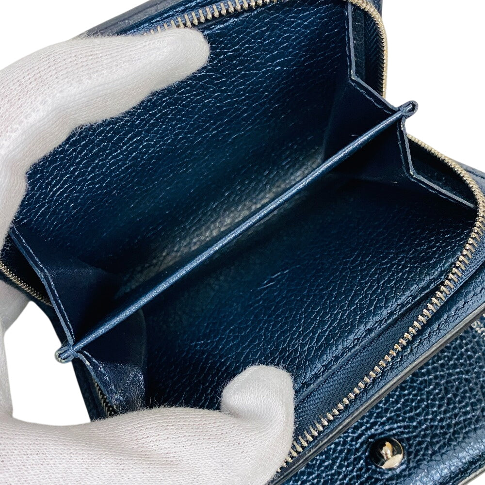 LOUIS VUITTON Bifold Wallet M82793 leather Navy Portefeuille Monogram Ann Platt Claire Women(Unisex) Used Authentic