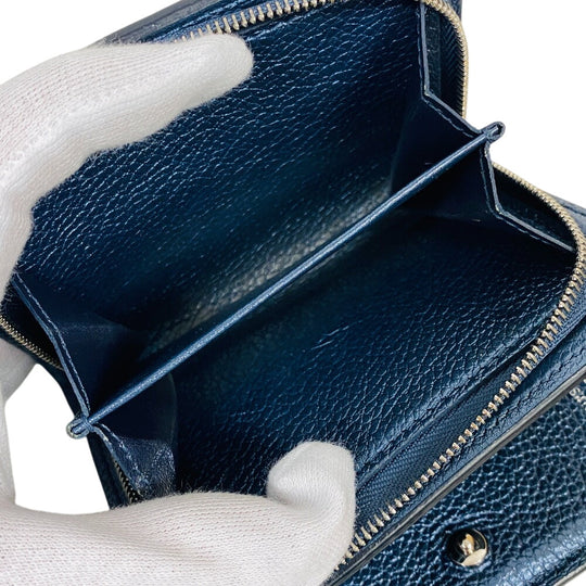 LOUIS VUITTON Bifold Wallet M82793 leather Navy Portefeuille Monogram Ann Platt Claire Women(Unisex) Used Authentic