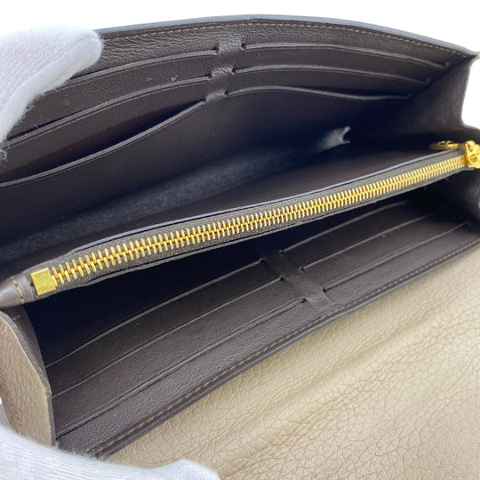 LOUIS VUITTON Long Wallet Purse M61249 leather beige Portefeuille Capucines Galle Women Used Authentic