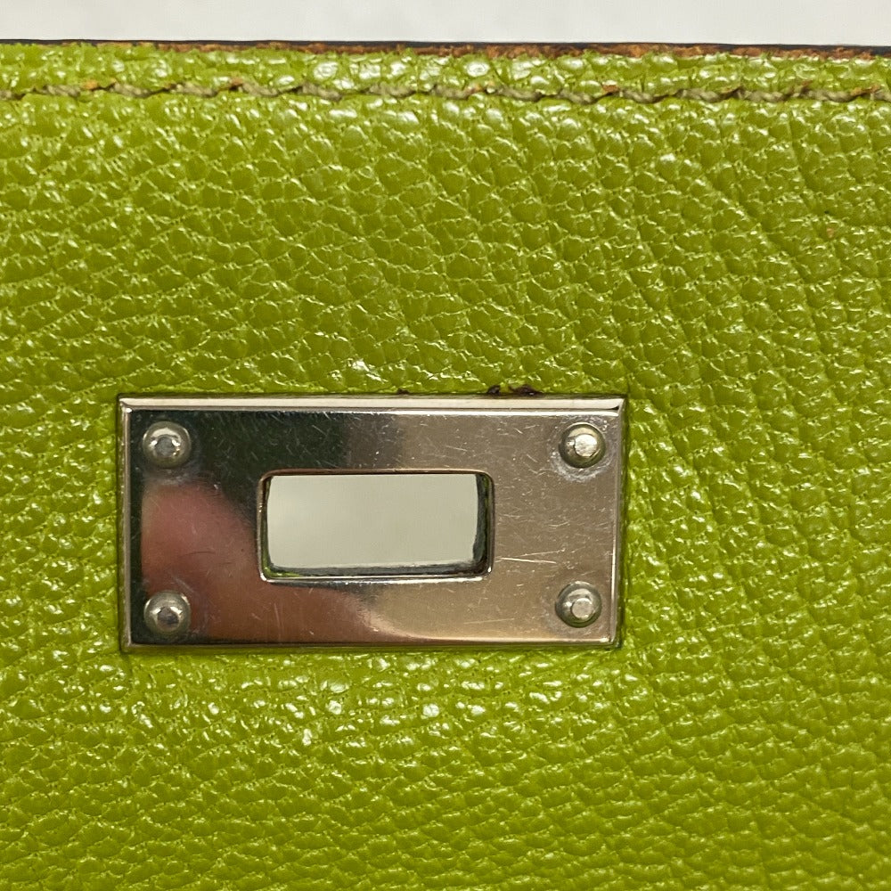 HERMES Long Wallet Purse leather Chevre Anise Green Turn lock Kelly wallet Women Used Authentic