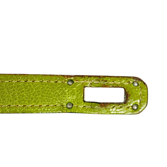 HERMES Long Wallet Purse leather Chevre Anise Green Turn lock Kelly wallet Women Used Authentic