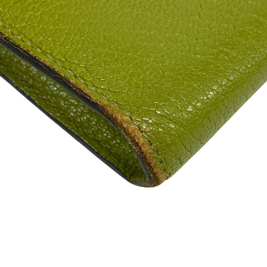 HERMES Long Wallet Purse leather Chevre Anise Green Turn lock Kelly wallet Women Used Authentic