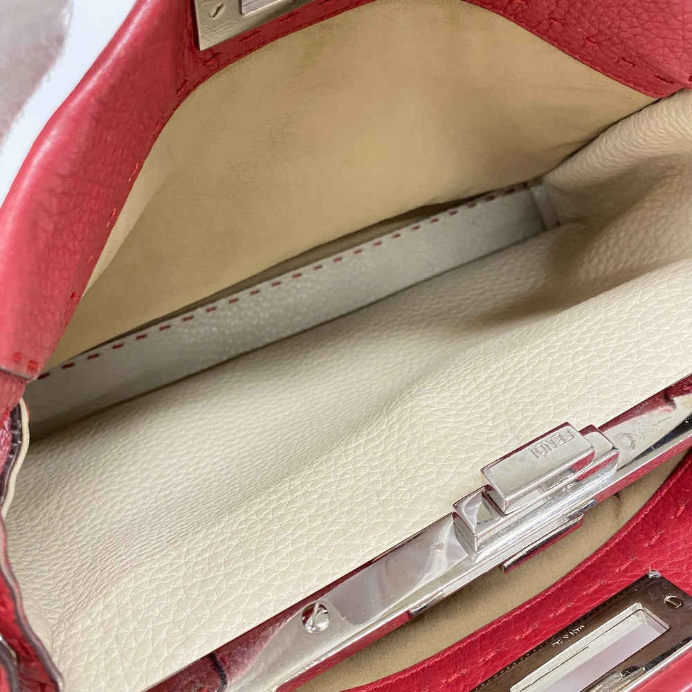 FENDI Handbag 8BN226 leather Red Peekaboo Celeria Women Used Authentic