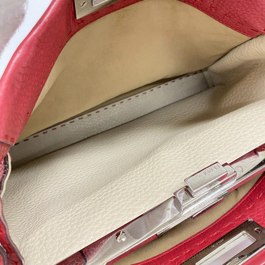 FENDI Handbag 8BN226 leather Red Peekaboo Celeria Women Used Authentic