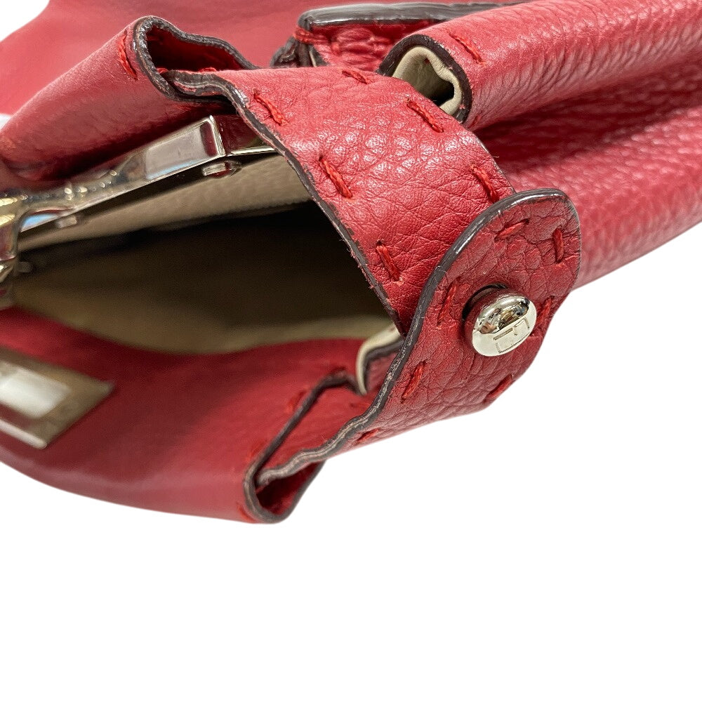FENDI Handbag 8BN226 leather Red Peekaboo Celeria Women Used Authentic