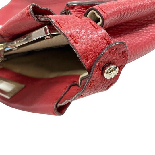 FENDI Handbag 8BN226 leather Red Peekaboo Celeria Women Used Authentic